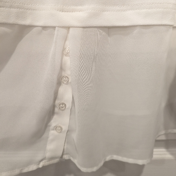 Nina Leonard White pullover layered flowy lightweight Blouse shirt size L office - Picture 6 of 8